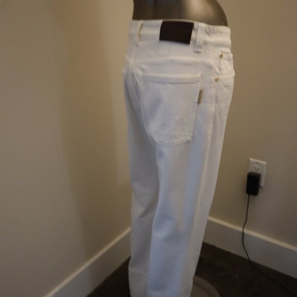 Brunello Cucinelli Monili Jeans White Denim Barrel Cuff Kick Flare Size 8 - Picture 8 of 10